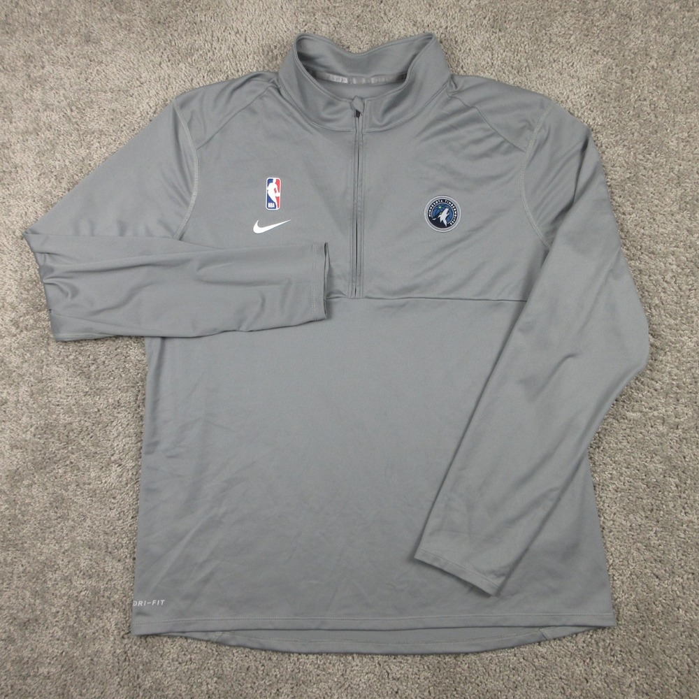 Minnesota Timberwolves Sweater Mens XL Gray Nike Drifit 1/4 Zip Pullover NBA